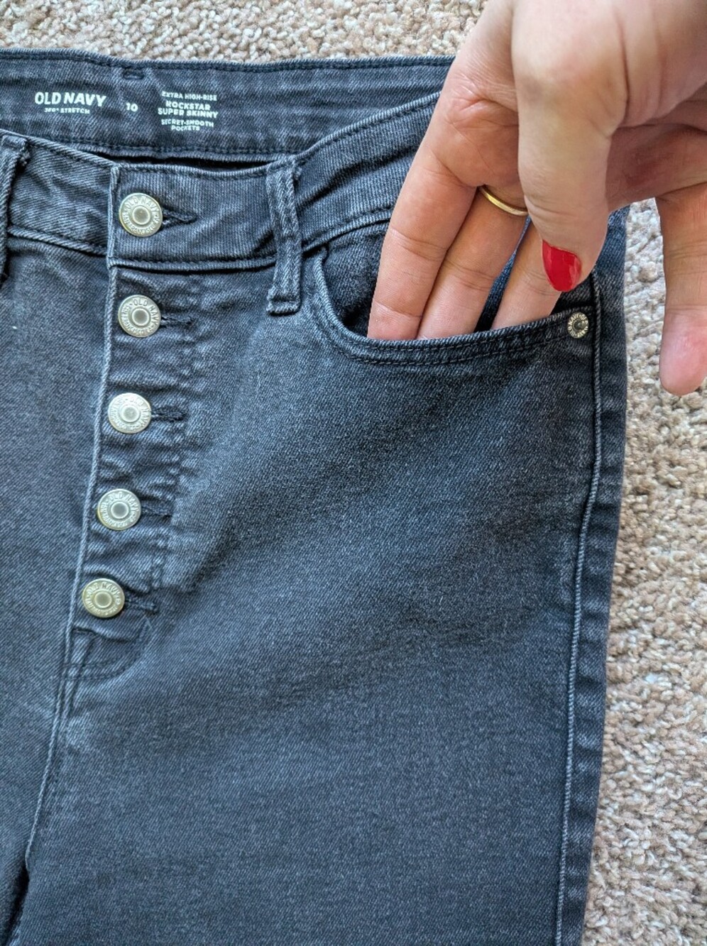 Old Navy Extra High Rise Rockstar Super Skinny Stretch Jeans Size 10 - Picture 6 of 11